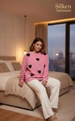 💖 Coziness and Charm: Silken Intimate Fleece Nightwear